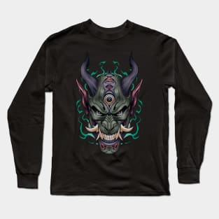 Japanese Black Dragon Yokai Mask Long Sleeve T-Shirt